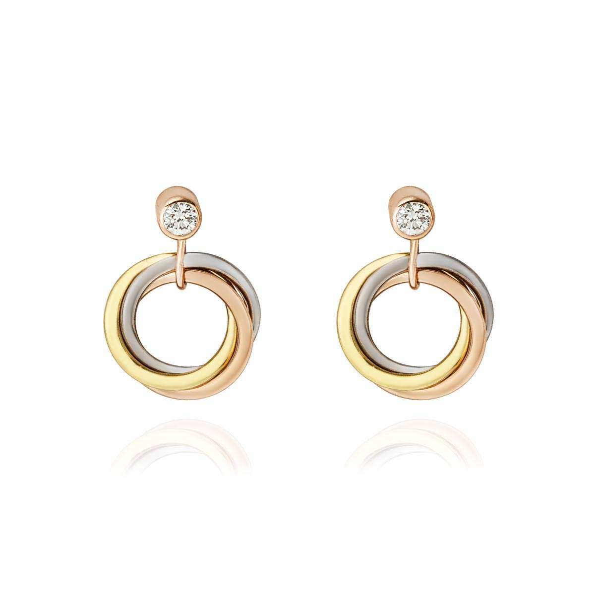 Cartier Tri-Colour Gold Trinity Diamond Earrings 0.11ct B8301462 Cartier Tri-Colour Gold Trinity Diamond Earrings 0.11ct B8301462